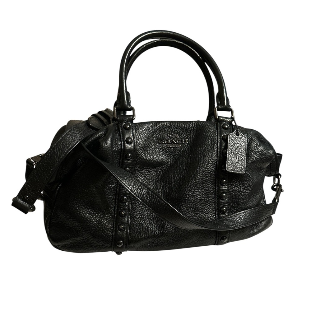 Coach Central Black Pebbled Leather Satchel